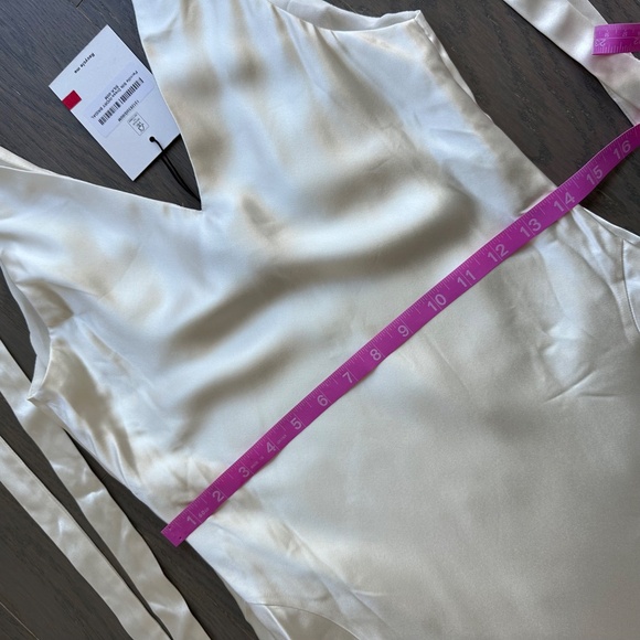 Reformation Pernille Ivory Silk Dress White Wedding Tie Sleeve Medium - with tag - Picture 9 of 12